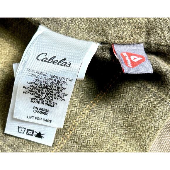 Vtg Cabelas Jacket Beige Field Chore Coat Sherpa Fleece Lined Canvas XL Tall - Picture 4 of 16